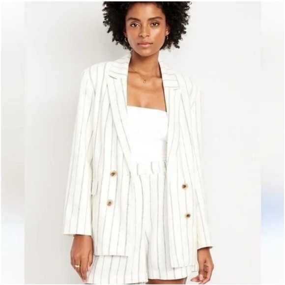 Old Navy Double-Breasted Linen-Blend Blazer 2X - Picture 1 of 6